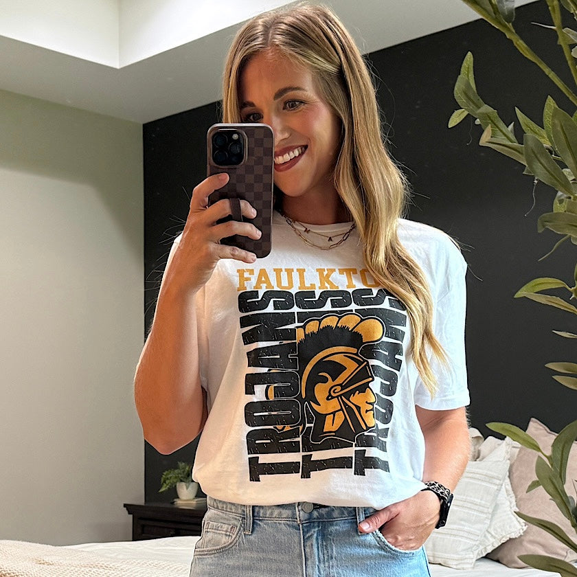 White Faulkton Trojans 3 Tee