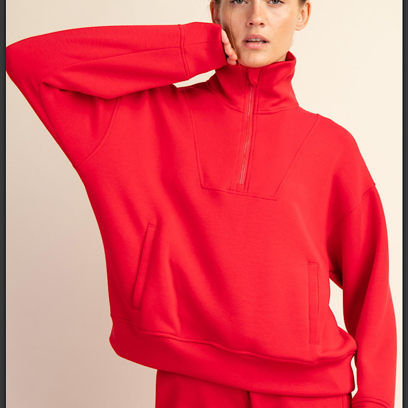 True Red Quarter Zip Pullover