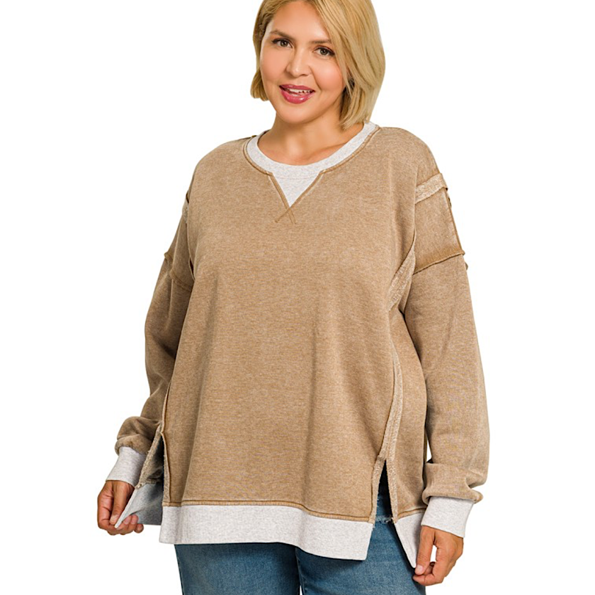 Deep Camel Acid Wash Pullover