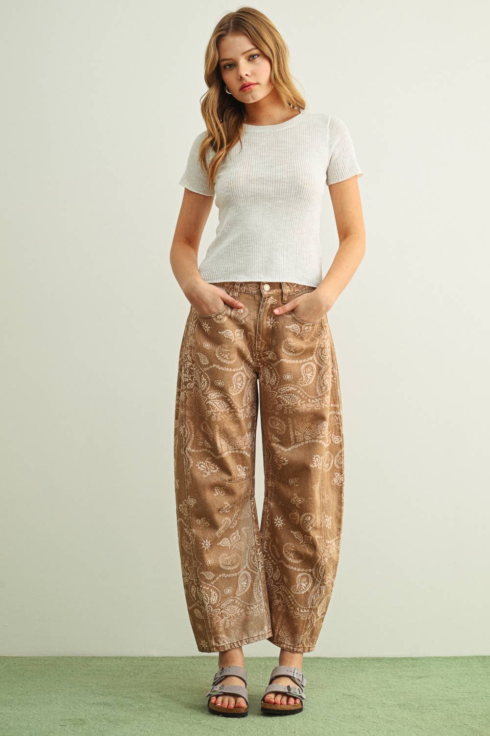 MIOU MUSE - P6317   PAISLEY PRINT WASHED PANTS