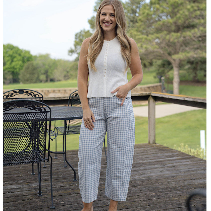 Mini Checker Barrel Pants