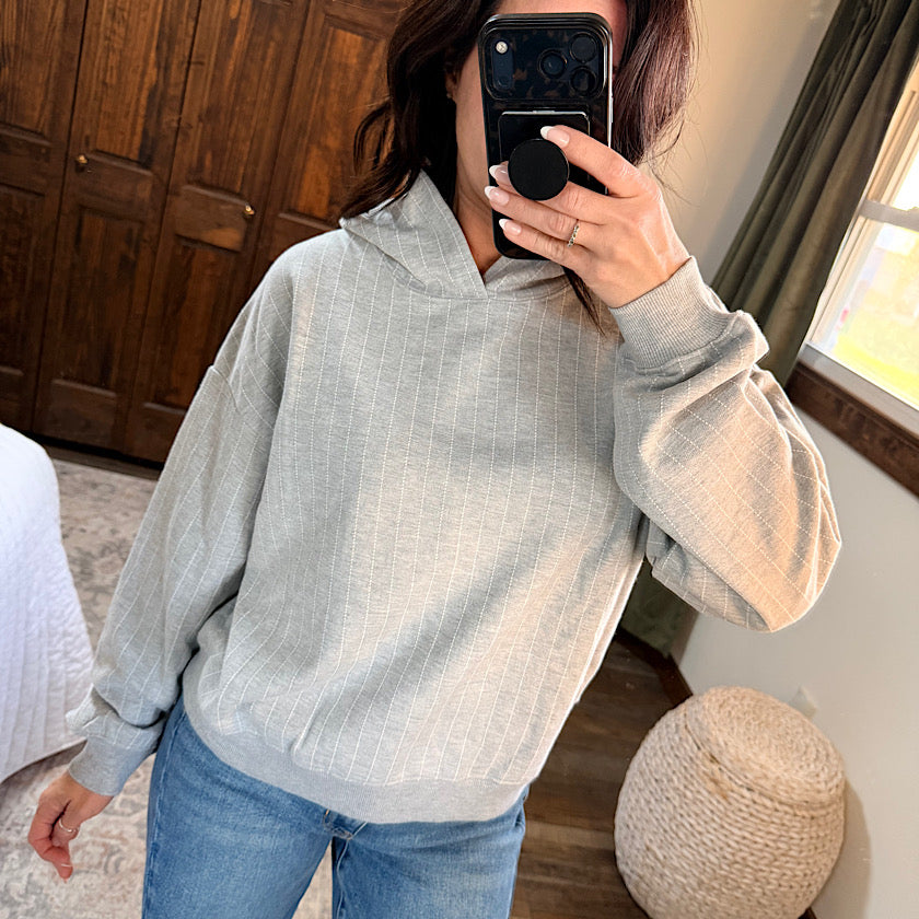 Heather Gray Mini Stripe Hoodie
