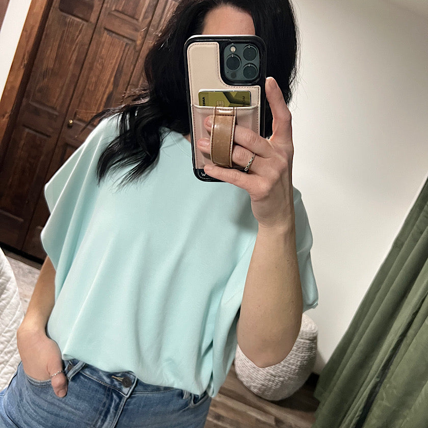 Mint Bubble Hem Top