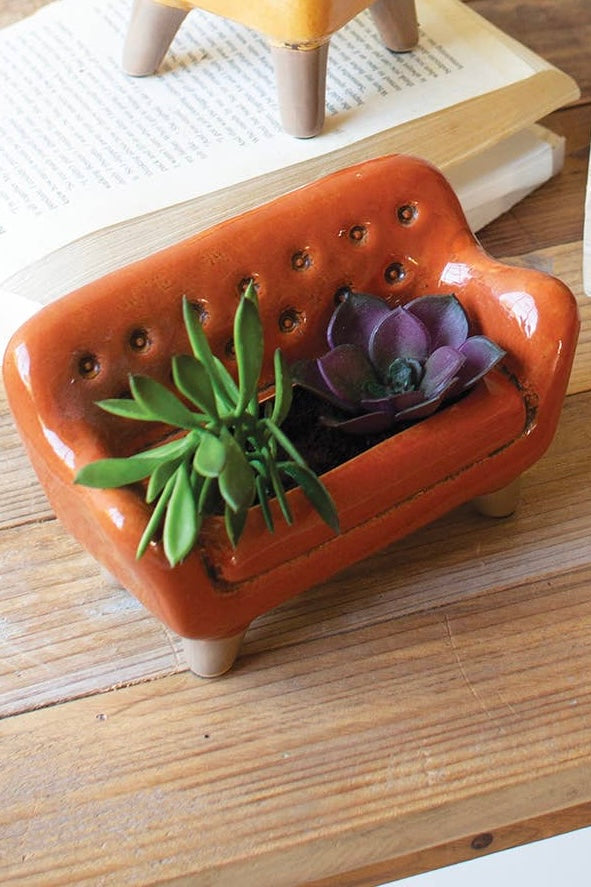 Ceramic Orange Sofa Planter