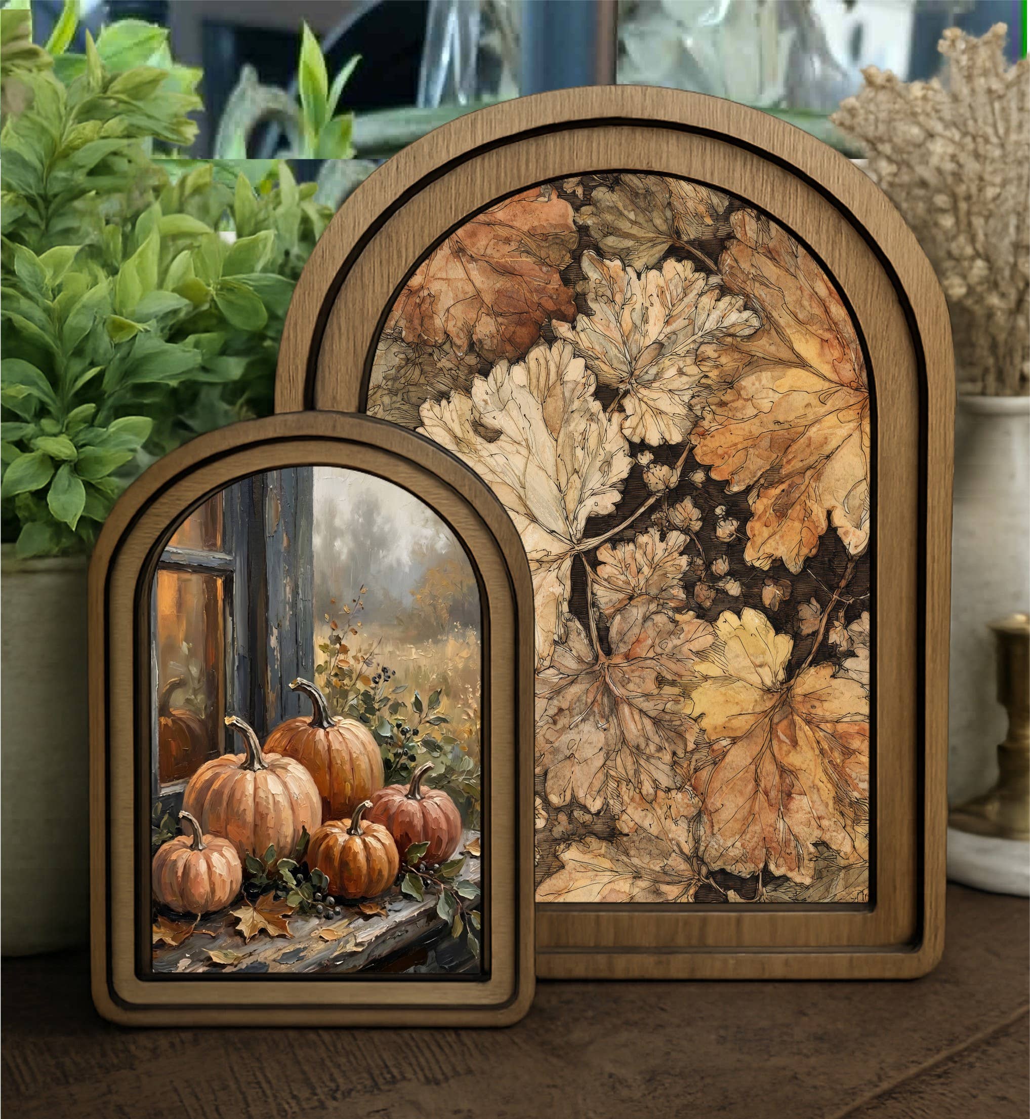 Arch Top Fall Floral Framed Art
