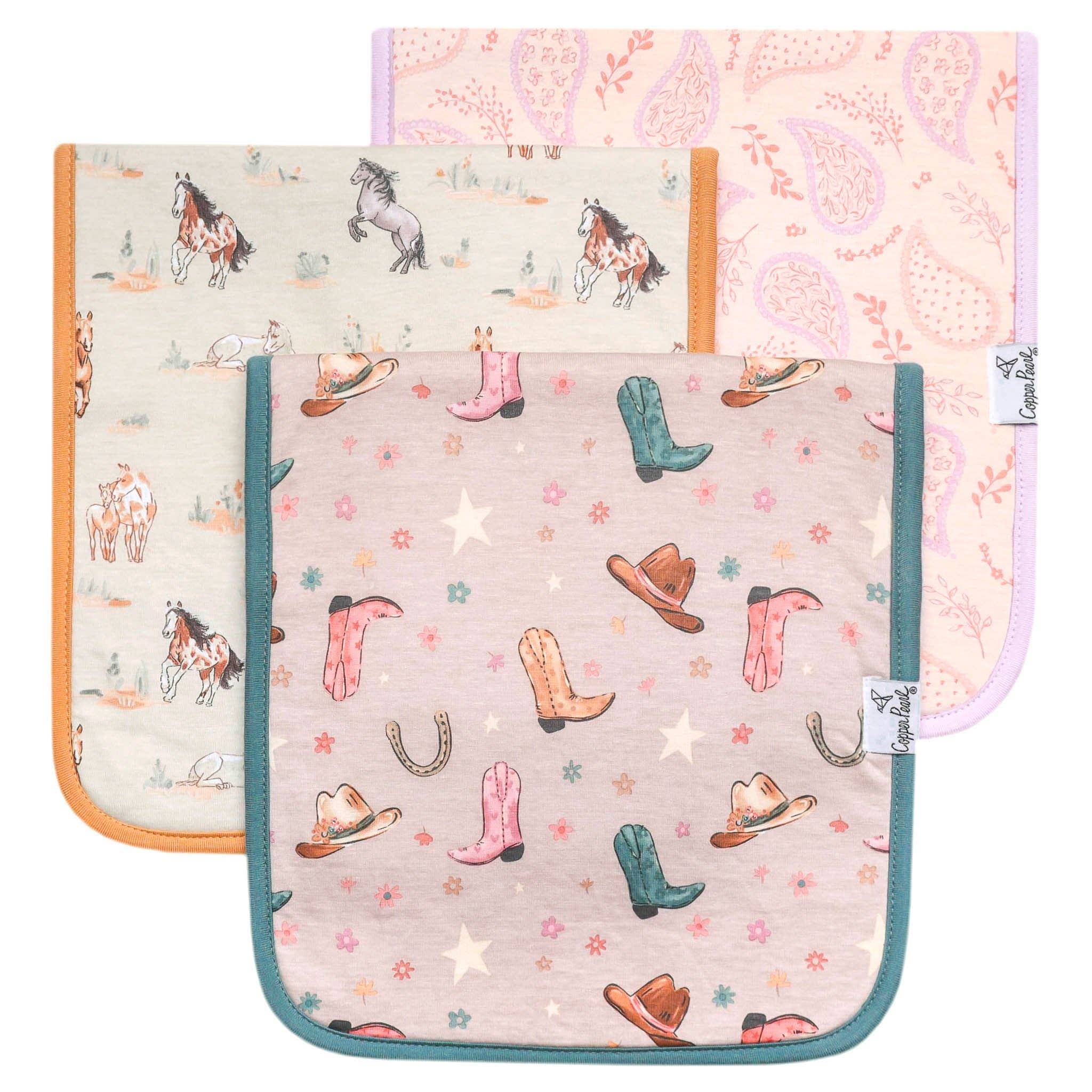 Copper Pearl - 3 Pack Premium Burp Cloths - Cheyenne