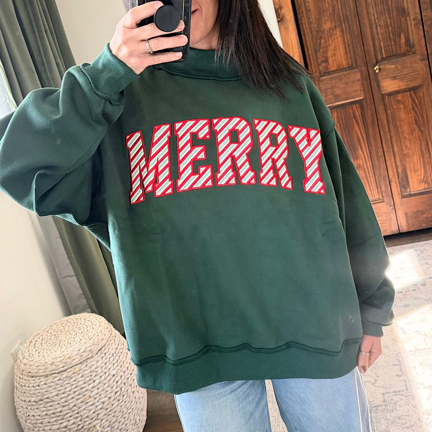 MERRY Embroidered Mock Neck