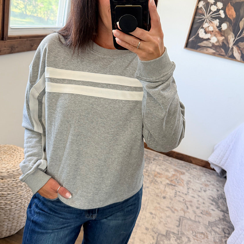 Heather Gray Stripe Panel Top