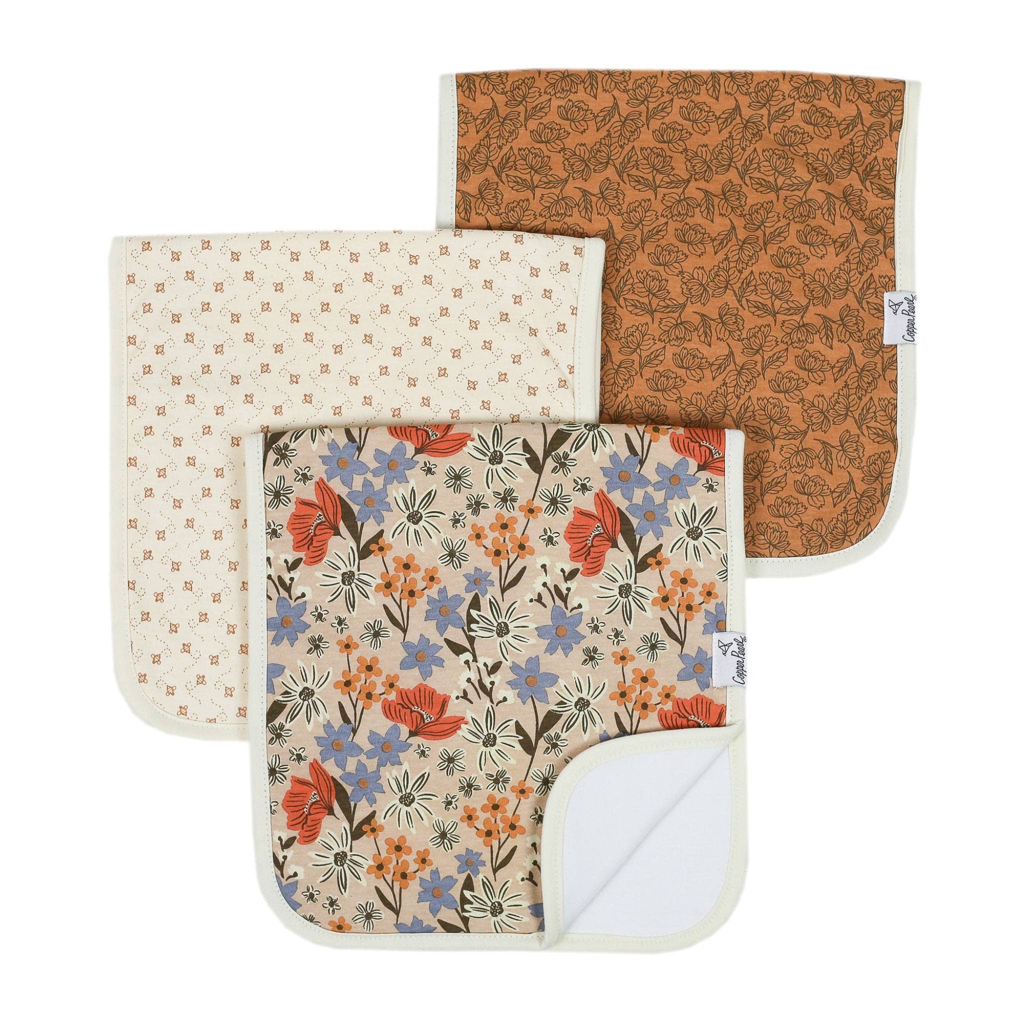 Copper Pearl - 3 Pack Premium Burp Cloths - Eden