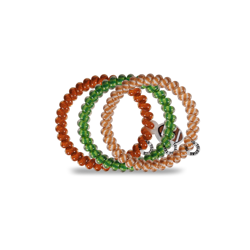 TELETIES - Spiral Hair Coils | Small | Football Hair Ties