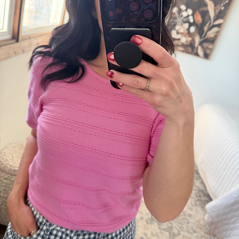 Bubble Gum Balloon Sleeve Top