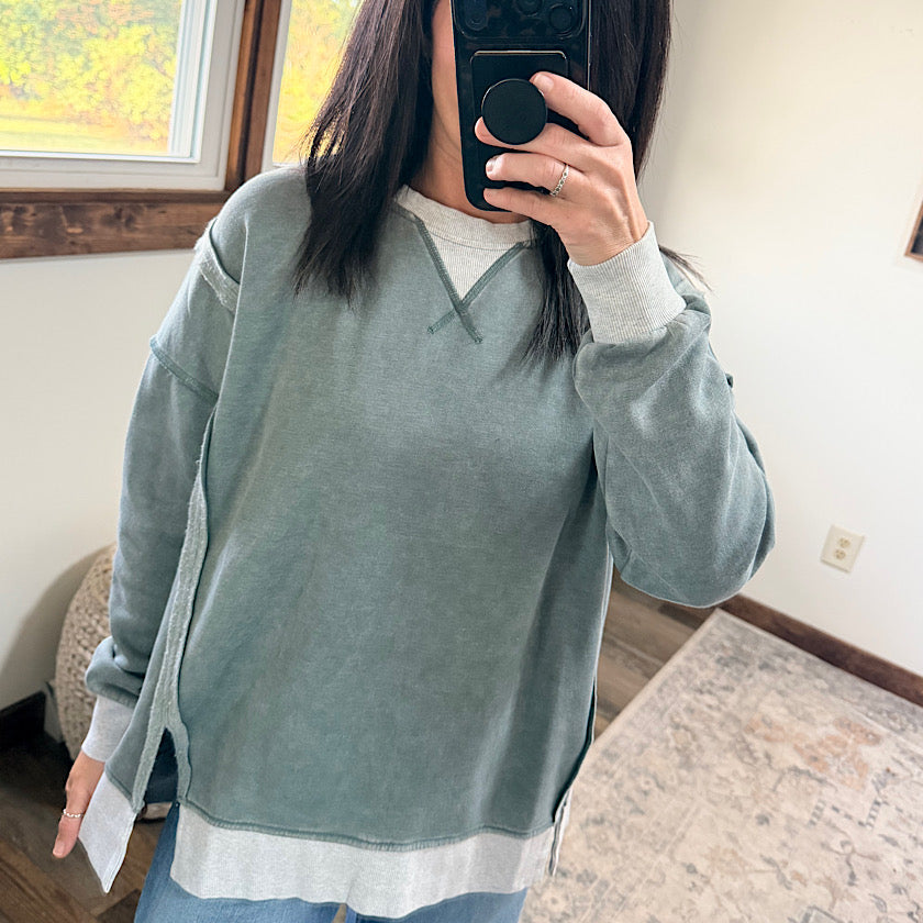 Ash Jade Contrast Trim Pullover