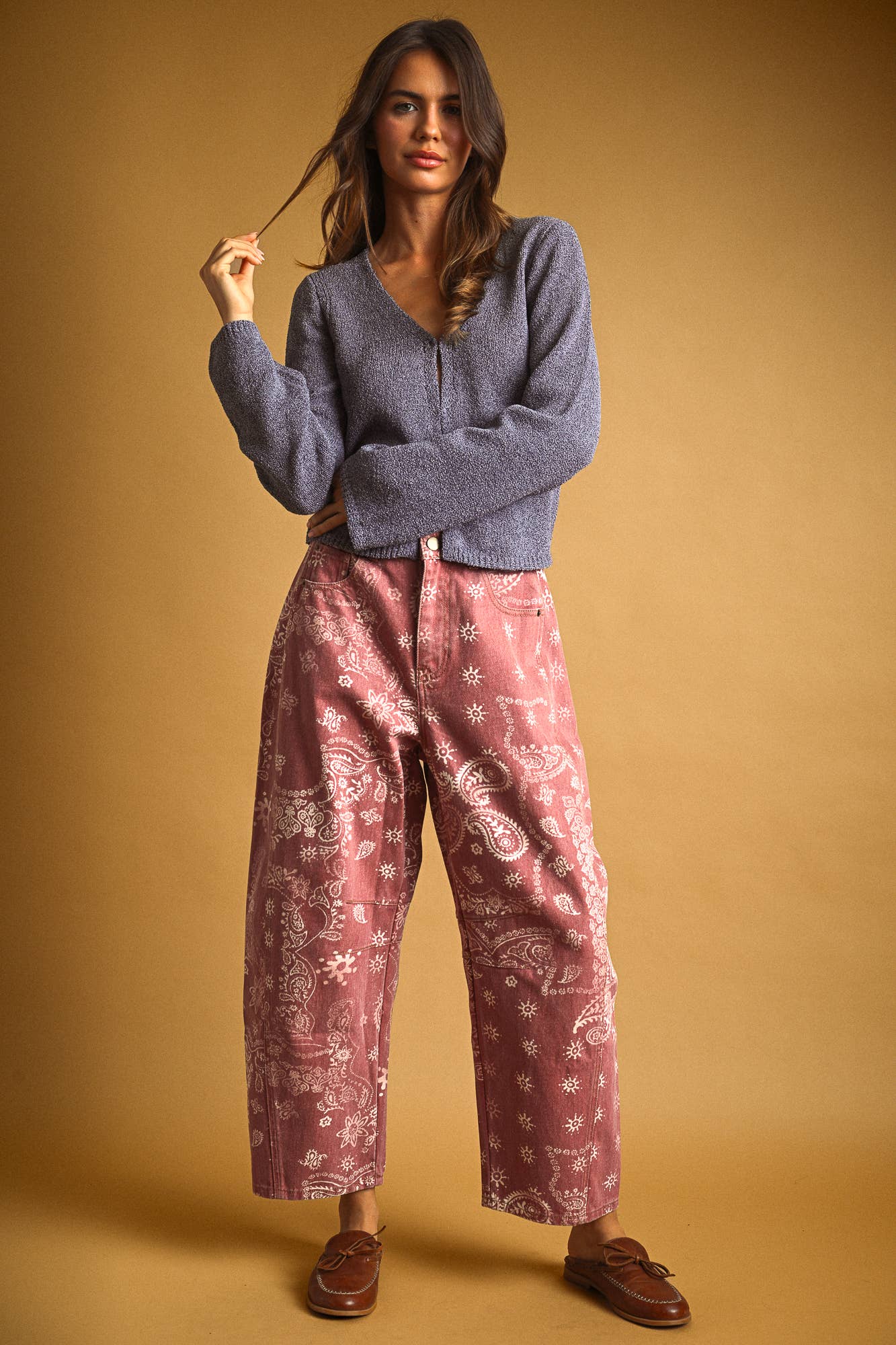 MIOU MUSE - P6317   PAISLEY PRINT WASHED PANTS