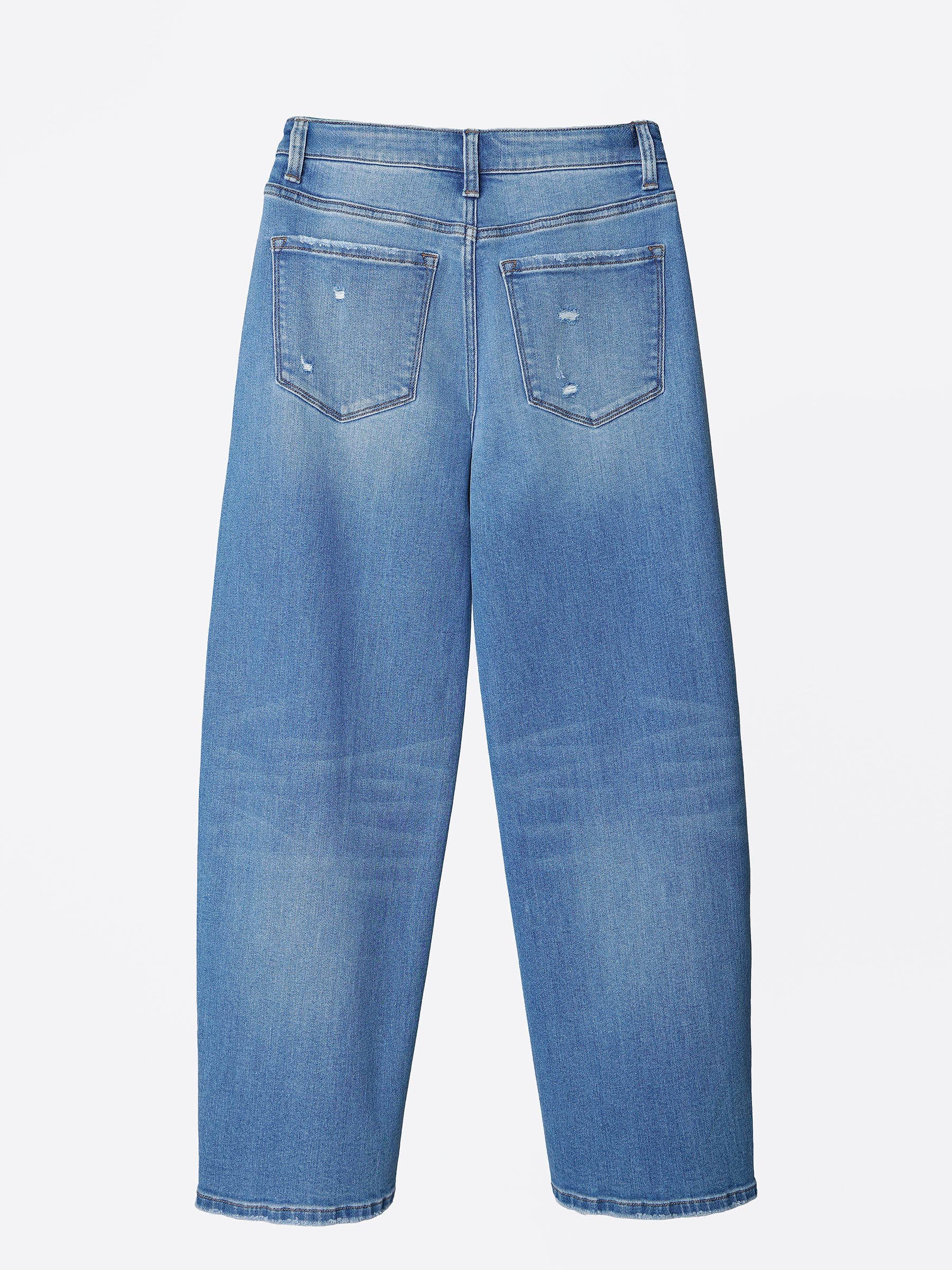 VERVET by FLYING MONKEY - SUPER HIGH RISE MEDIUM WASH SEAMED BARREL JEANS T6589M