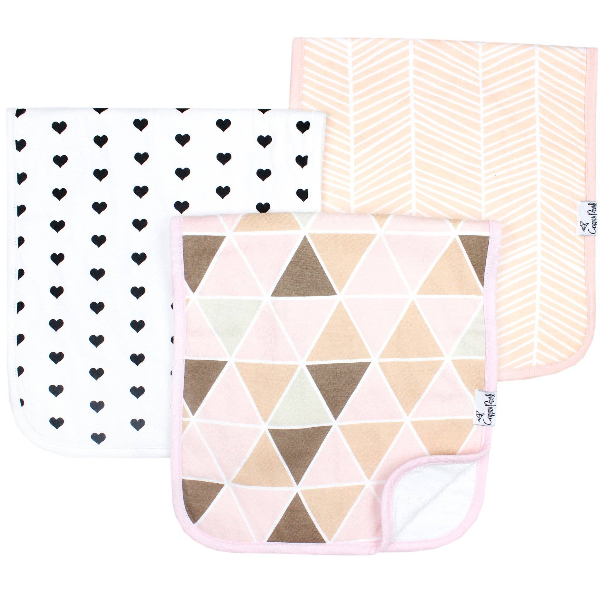 Copper Pearl - 3 Pack Premium Burp Cloths - Blush