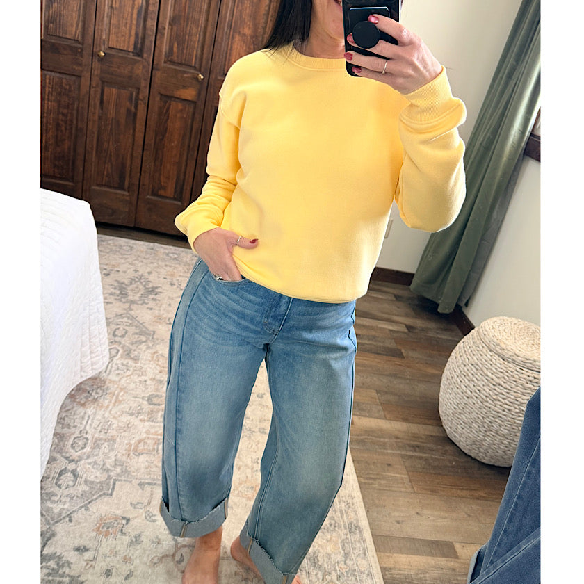 Med Wash Denim Barrel Jeans