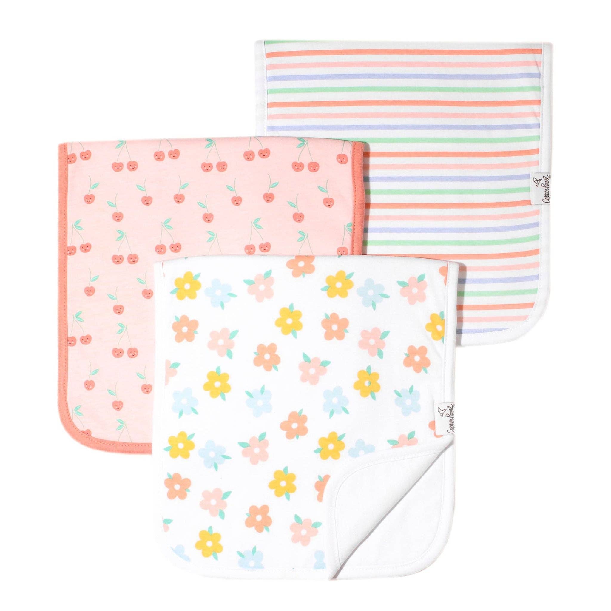 Copper Pearl - 3 Pack Premium Burp Cloths - Cheery