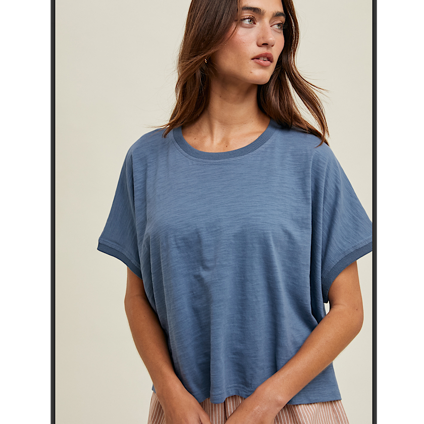 Navy Drop Shoulder Tee