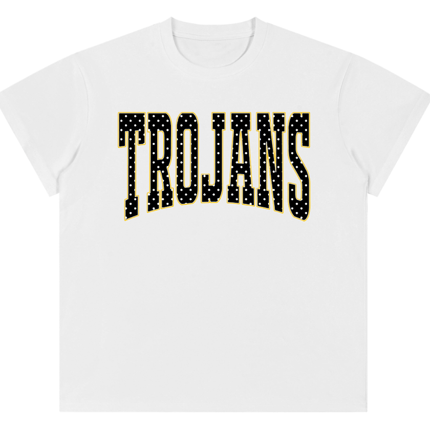 White Tee w/ Polka Dot Trojans