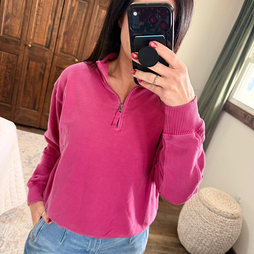 Wine Half Zip Pullover