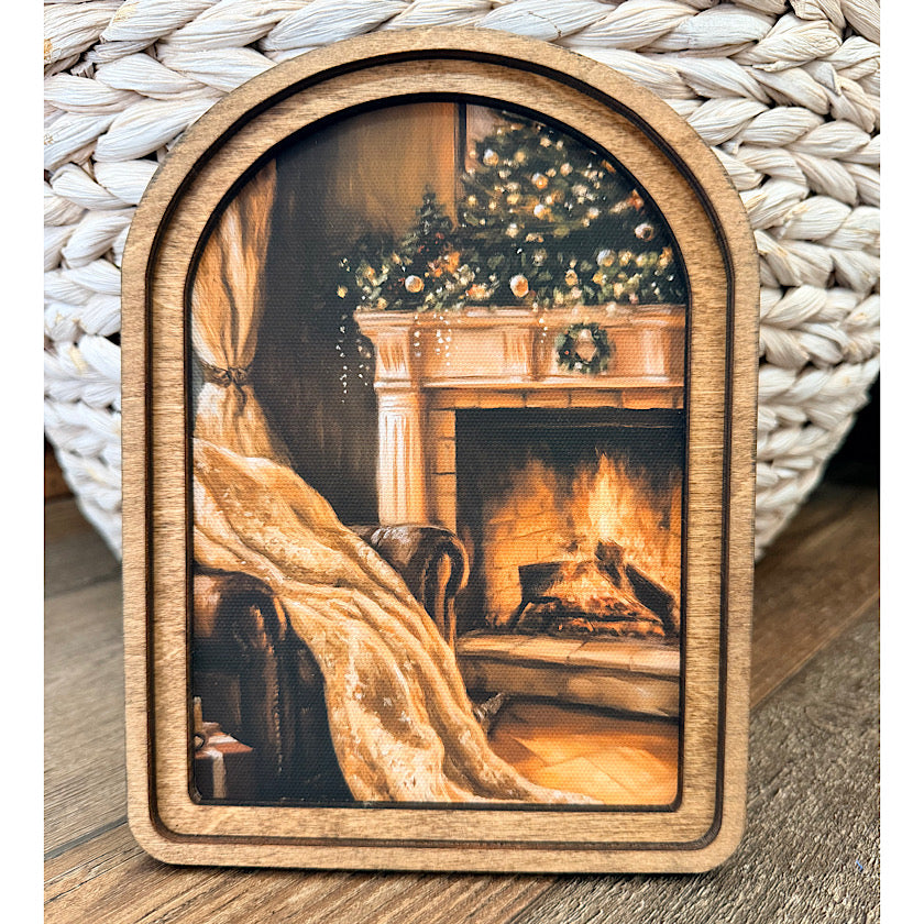 Arch Top Holiday Mantel Framed Art