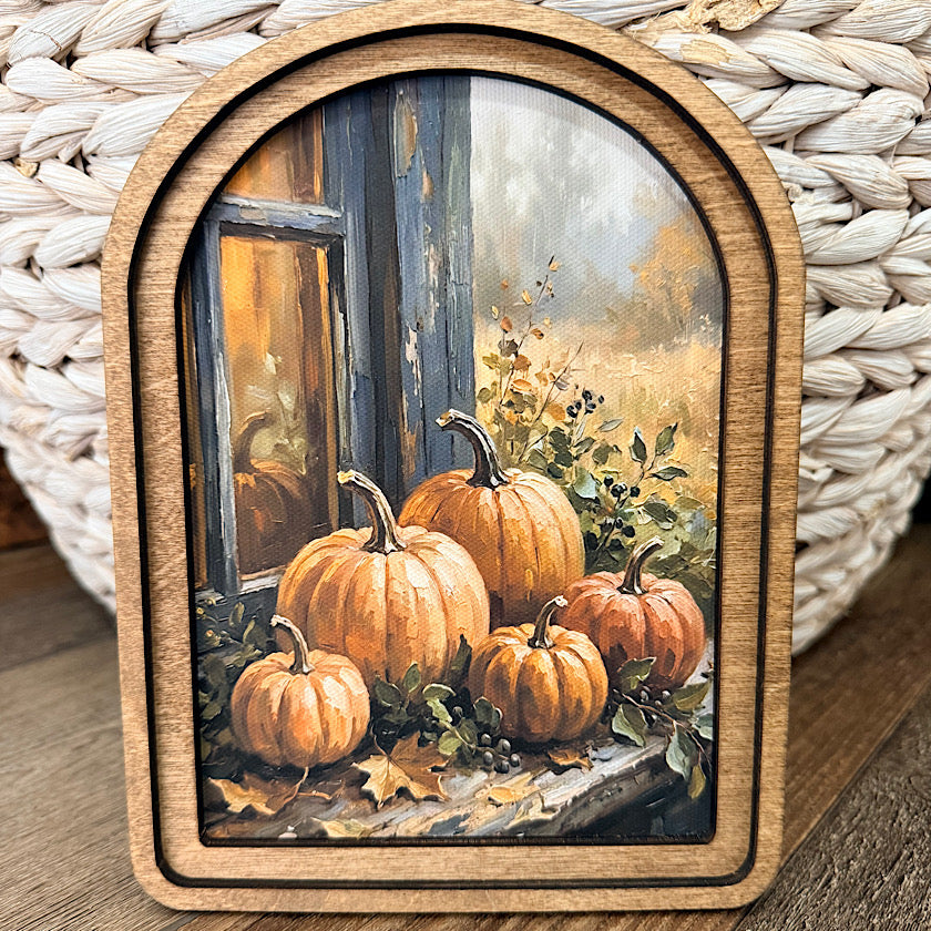 Arch Top Pumpkins Framed Art