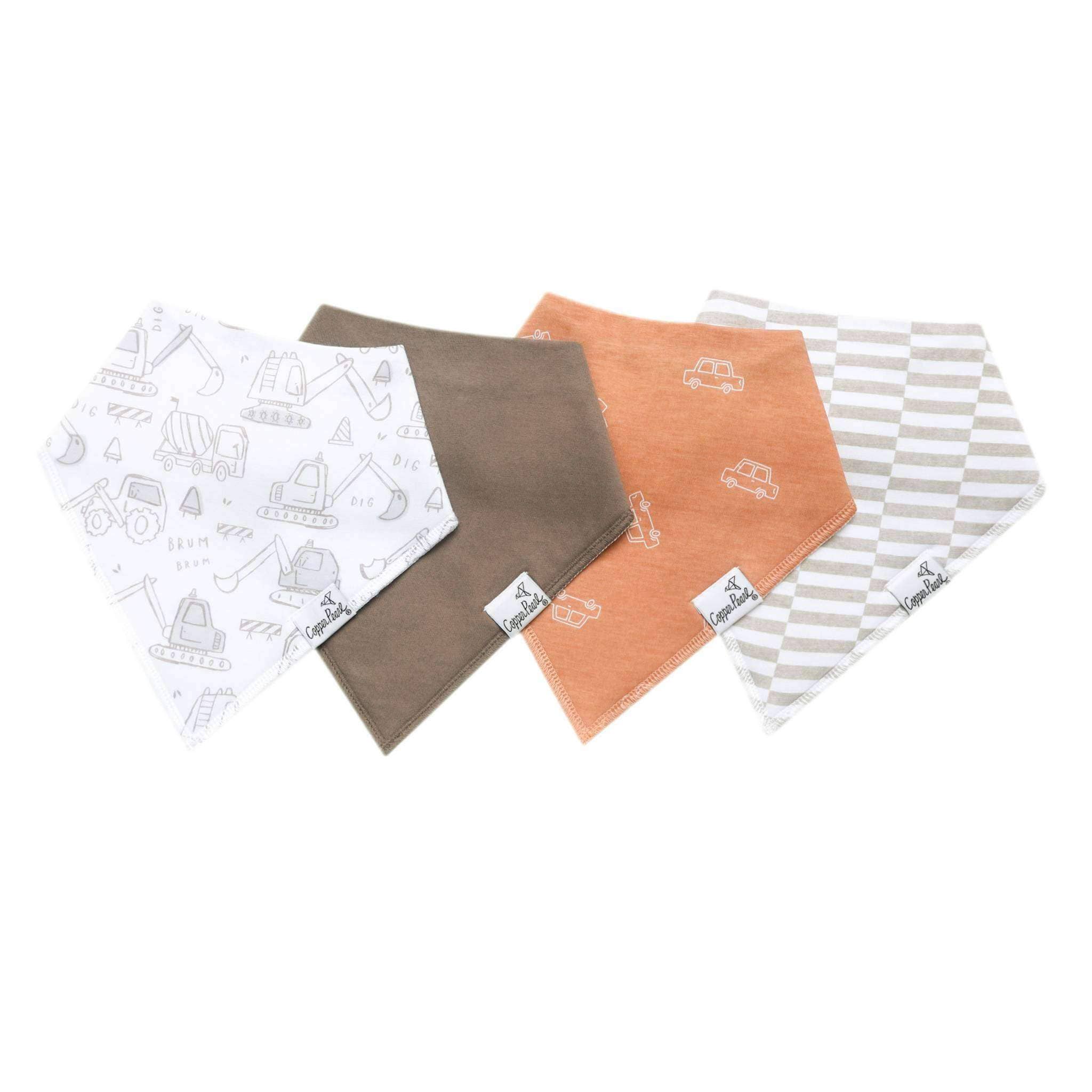 Copper Pearl - 4 Pack Baby Bandana Bibs - Gage