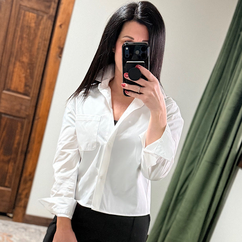 Rolled Sleeve Button Up Blouse