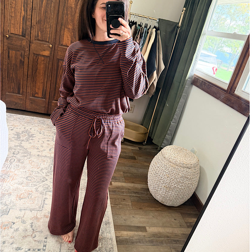 Brown/Navy Stripe Set