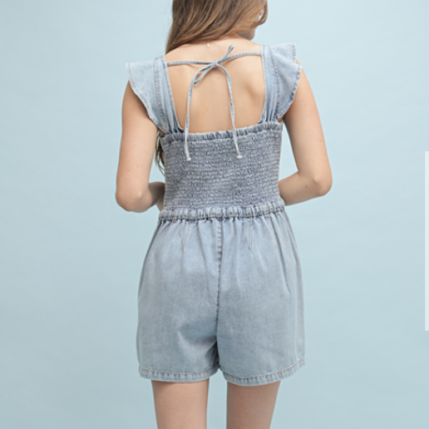 Denim Ruffle Romper