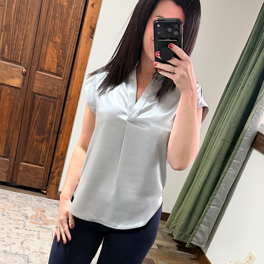 Cap Sleeve Satin Blouse