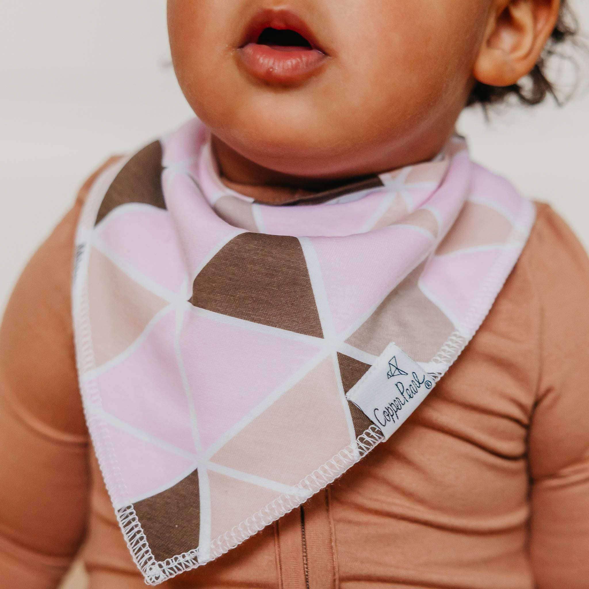 Copper Pearl - 4 Pack Baby Bandana Bibs - Blush
