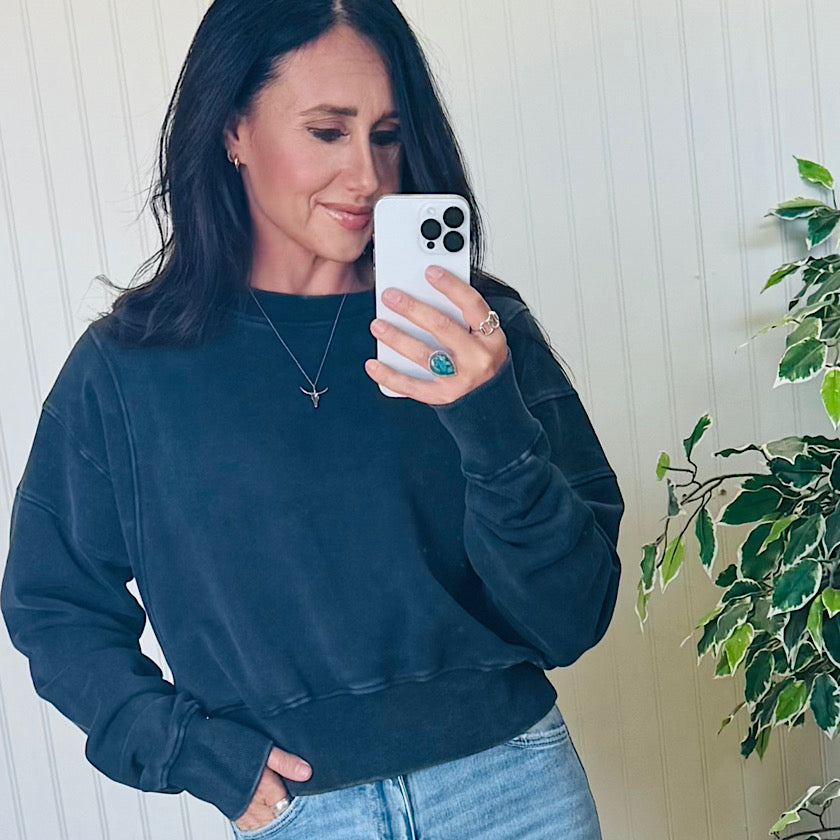 Mineral Wash Luxe Cropped Sweatshirt