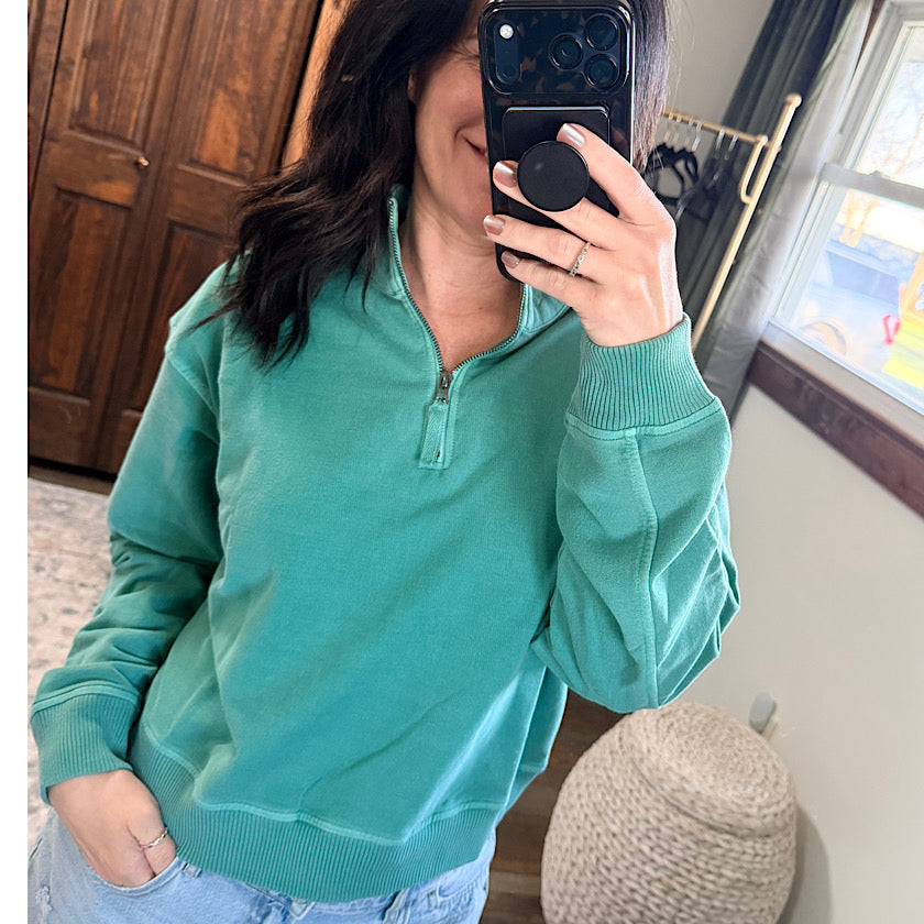 Dk Green Half Zip Pullover