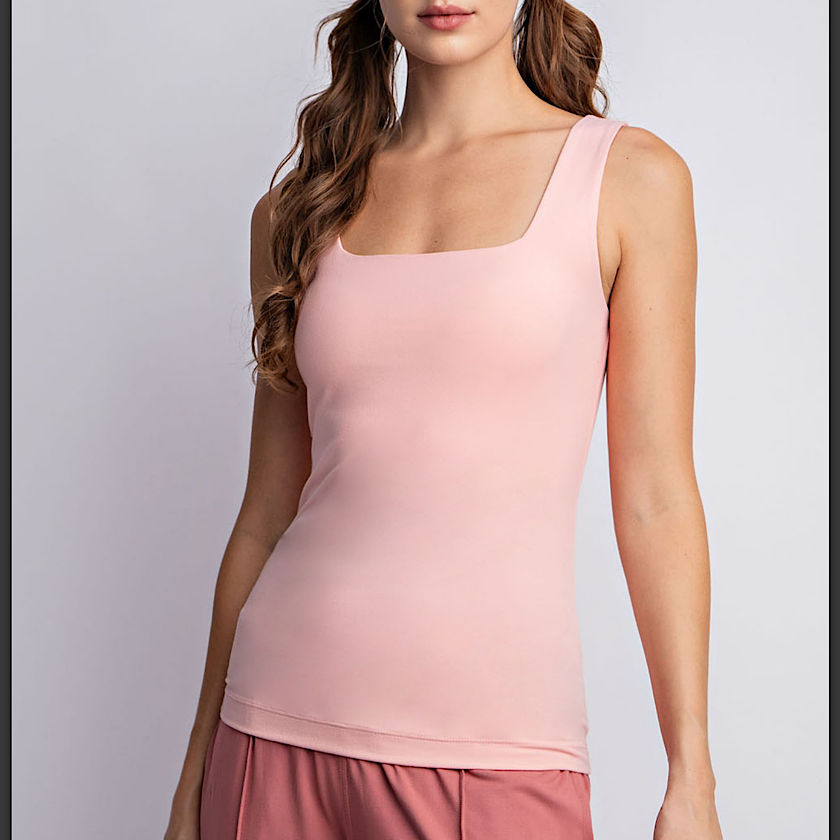 Sweet Pink Square Neckline Tank
