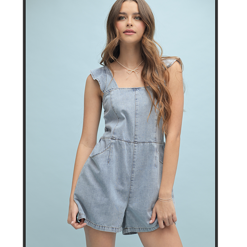 Denim Ruffle Romper