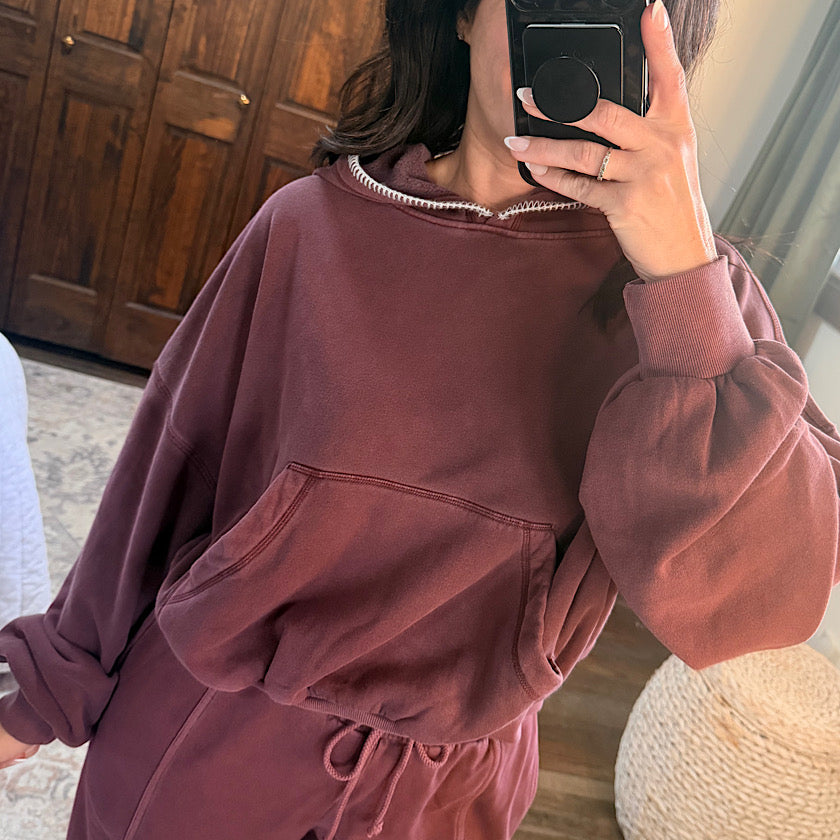 Maroon Cropped Hoodie
