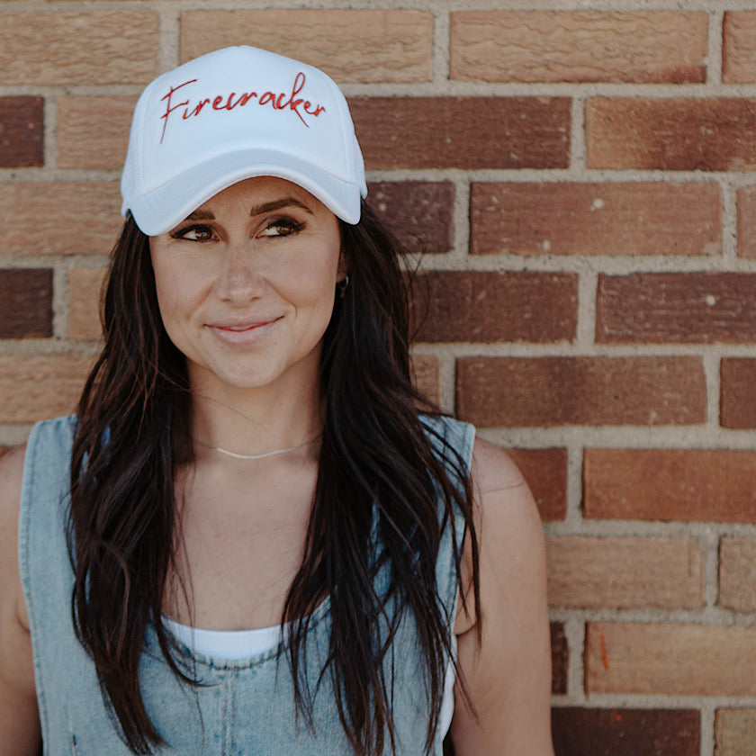 White Firecracker Trucker Hat
