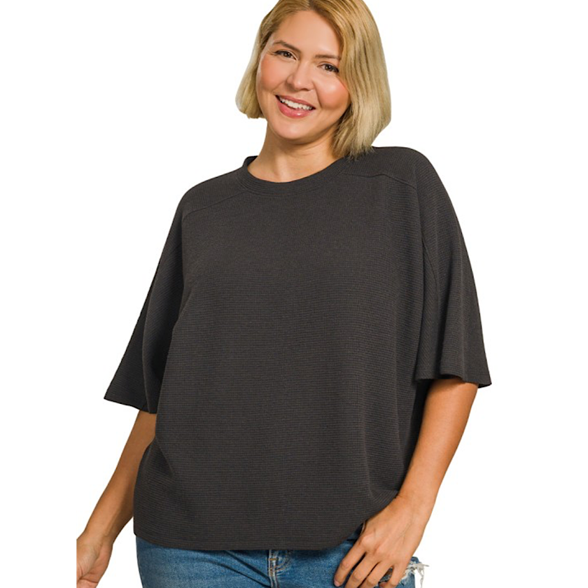 Black Knit Short Sleeve Top