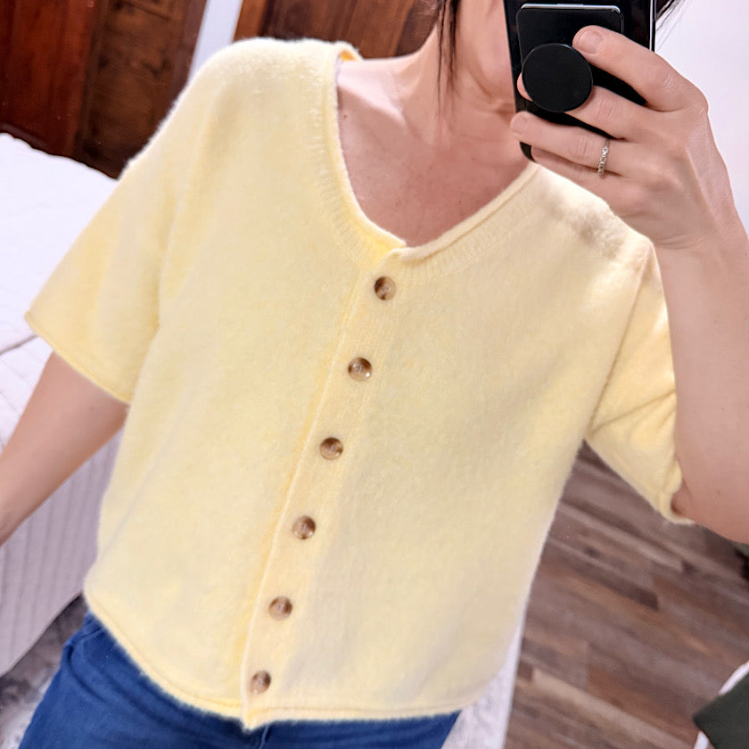 Lemon Shoulder Button Cardigan
