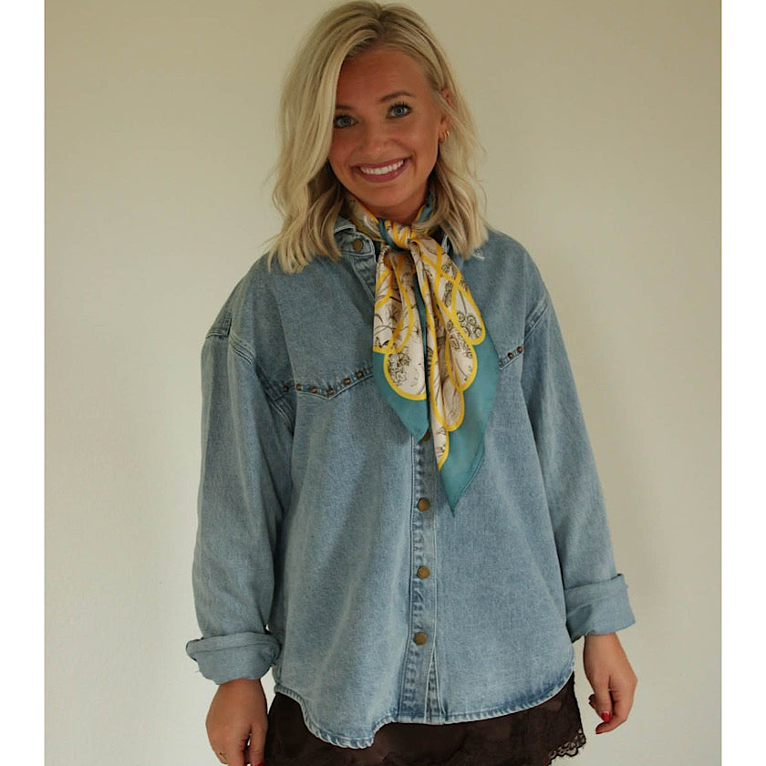 Doris Geometric Floral Square Scarf
