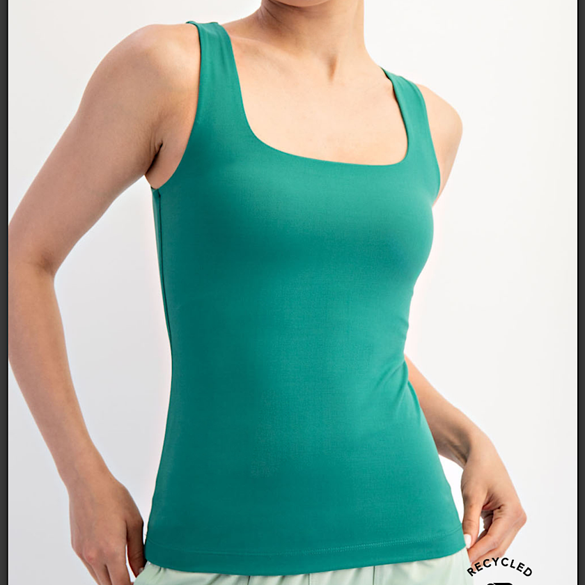 Kelly Green Square Neckline Tank
