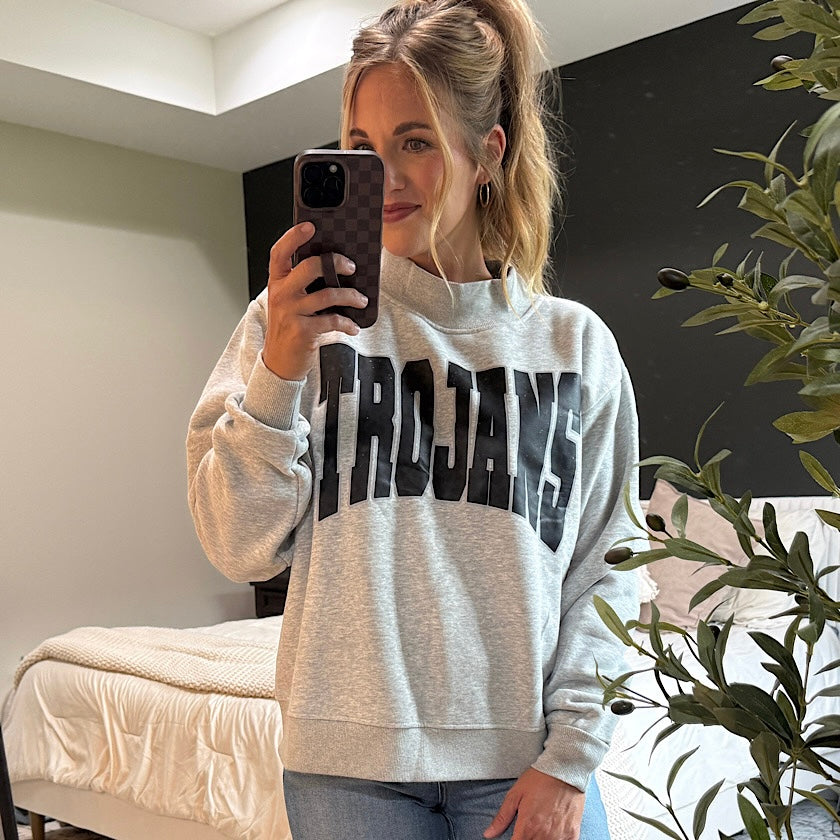 Gray Mock Neck w/ Animal Print Trojans