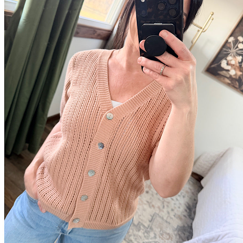 Light Mocha Crochet Cardigan