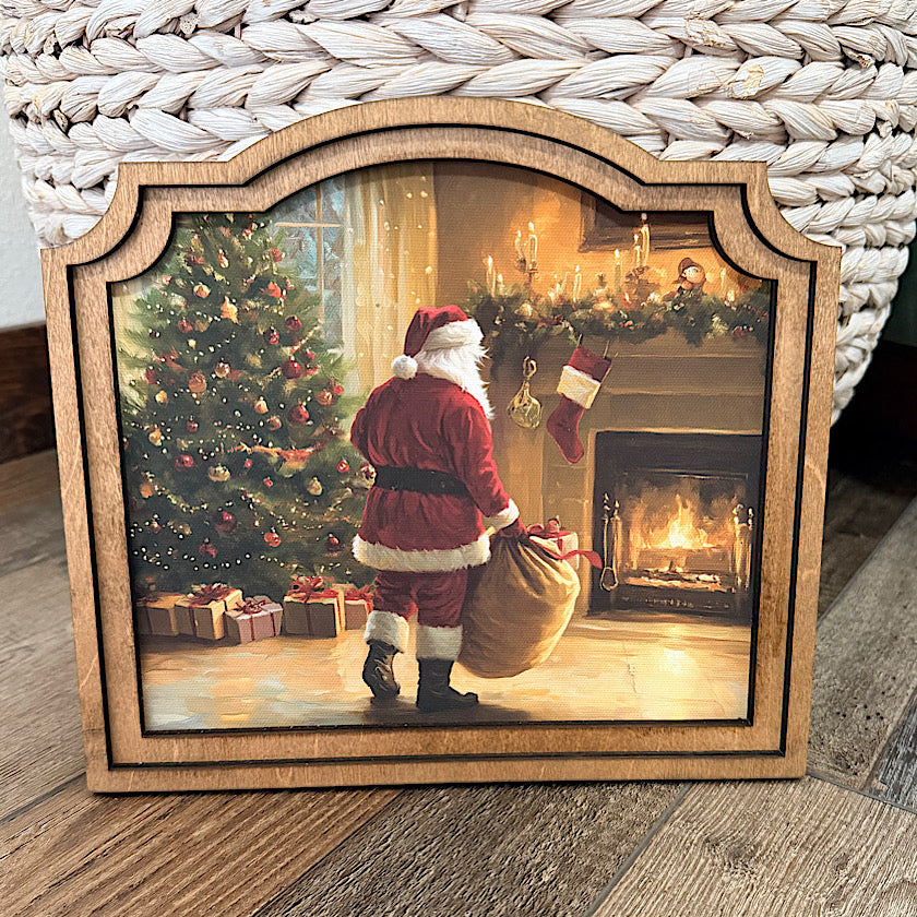 Provincial Fireplace Santa Framed Art