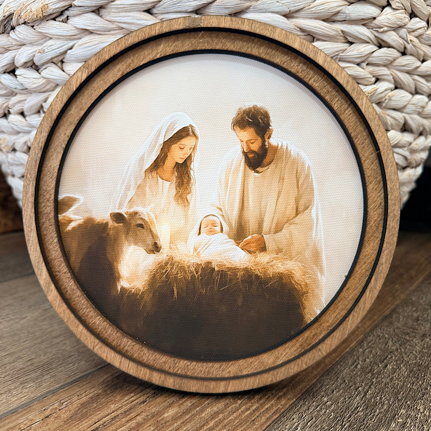 8" Round Nativity Art