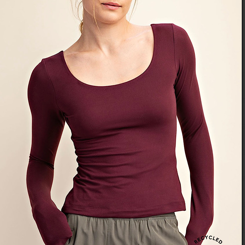 Cassis Long Sleeve Round Neck Top