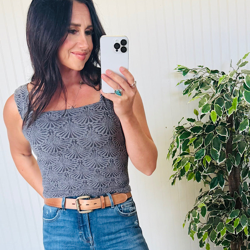 Black Seamless Jacquard Tank