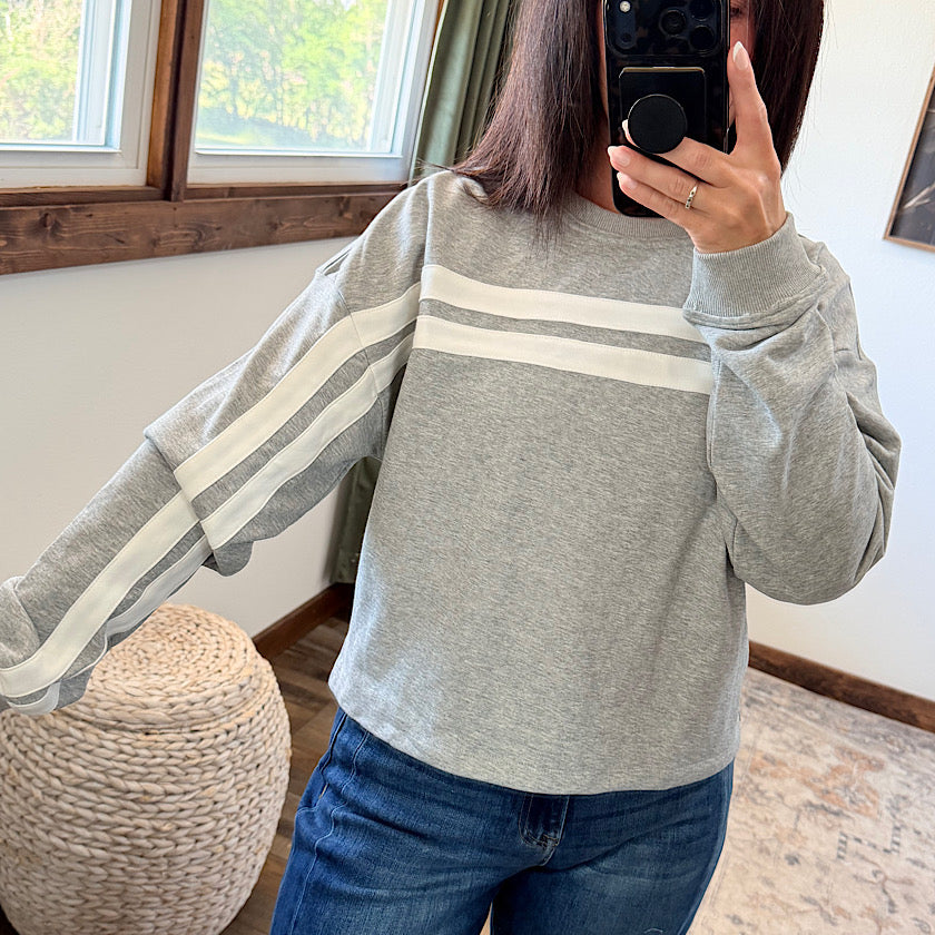 Heather Gray Stripe Panel Top