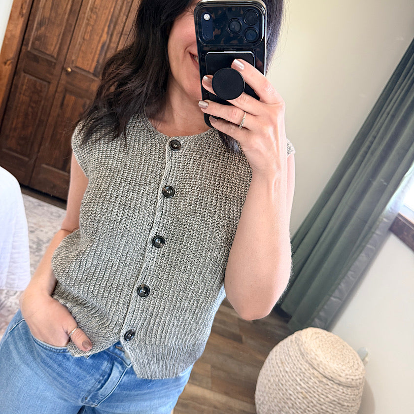 Marled Button Sweater Vest